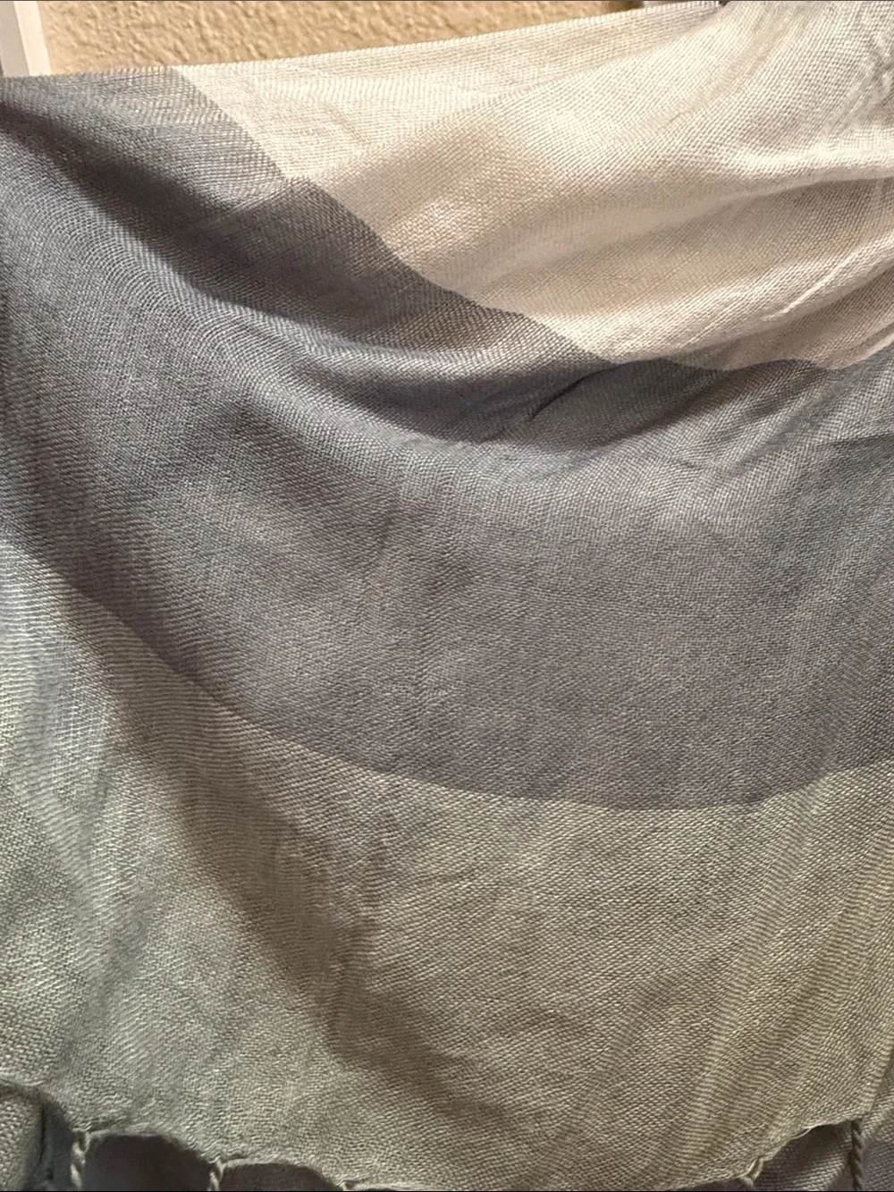 Trades of Hope brand- Lightweight Gradient Fringe Throw in blue, sage and white